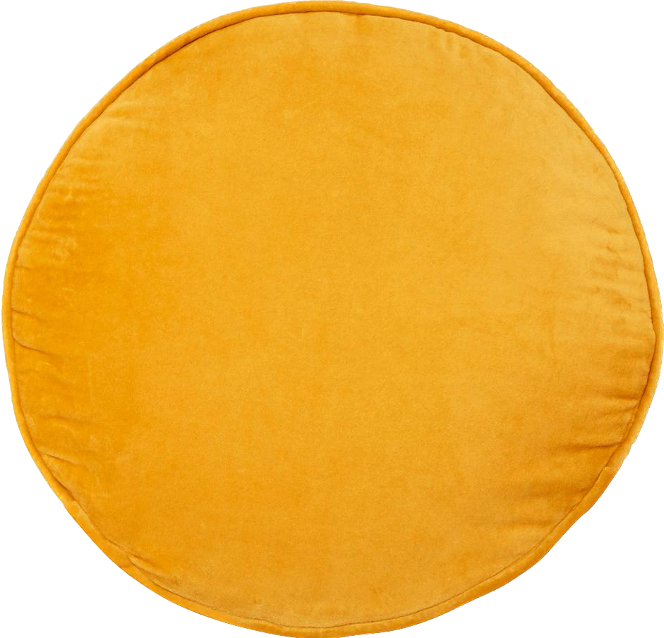 Yellow Velvet Penny Round Cushion