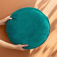 Load image into Gallery viewer, Teal Velvet Penny Round Cushion
