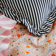 Load image into Gallery viewer, Licorice Stripe Ruffle Cushion
