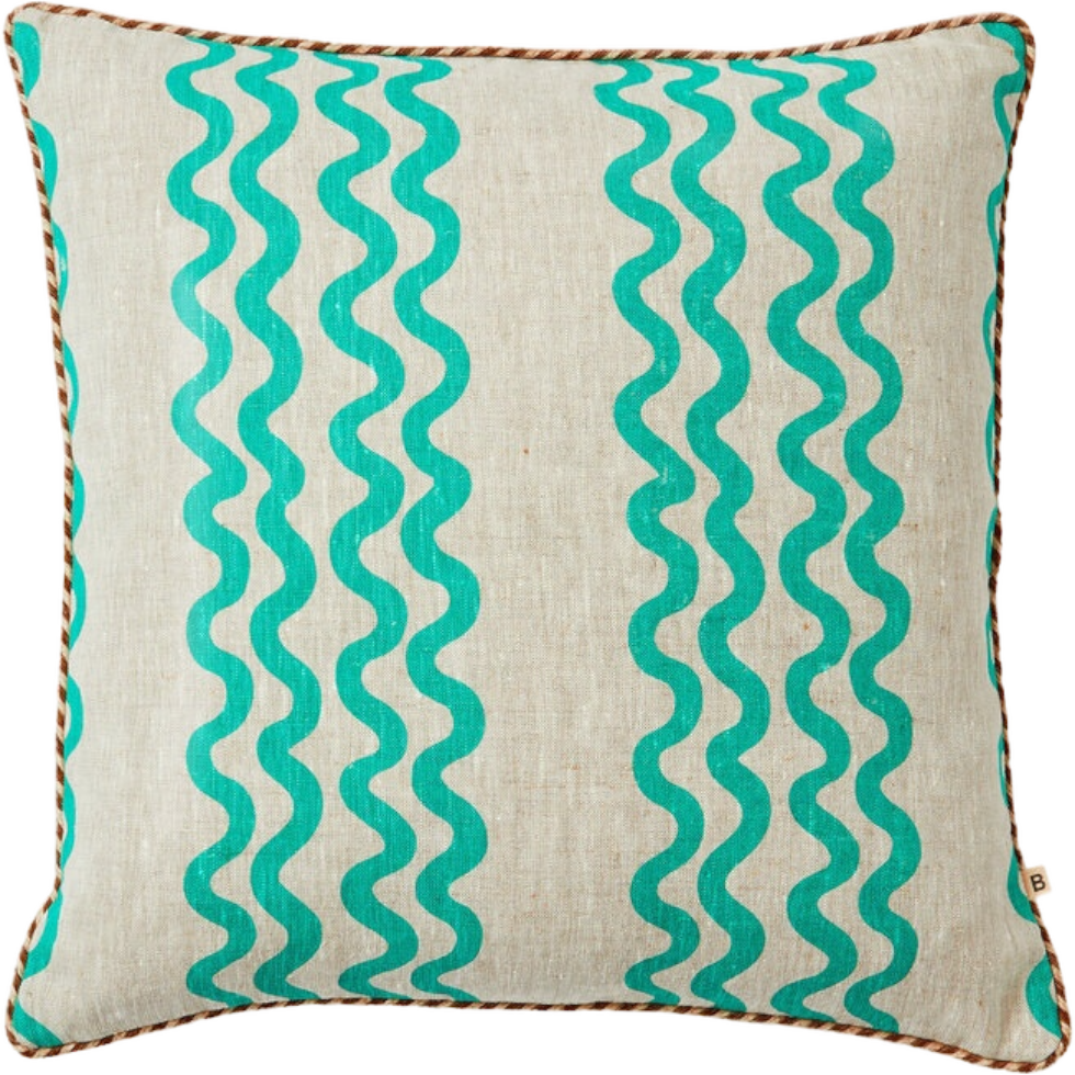 Double Waves Bright Green 50cm Cushion