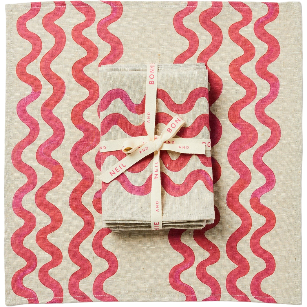 Double Waves Pink Napkins (set of 4)