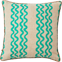 Load image into Gallery viewer, Double Waves Bright Green 50cm Cushion
