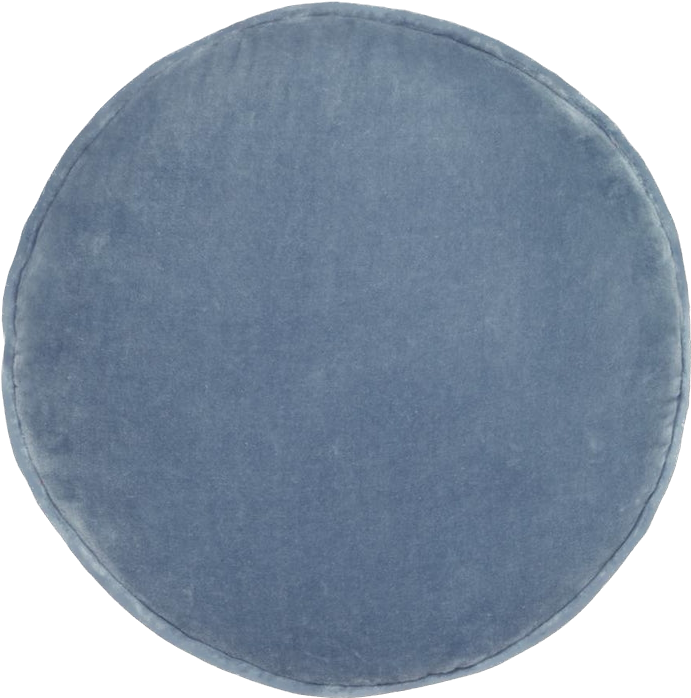 Dusty Blue Velvet Penny Round Cushion