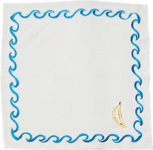 Mixed Surf Embroidered Linen Napkins - Set of 6