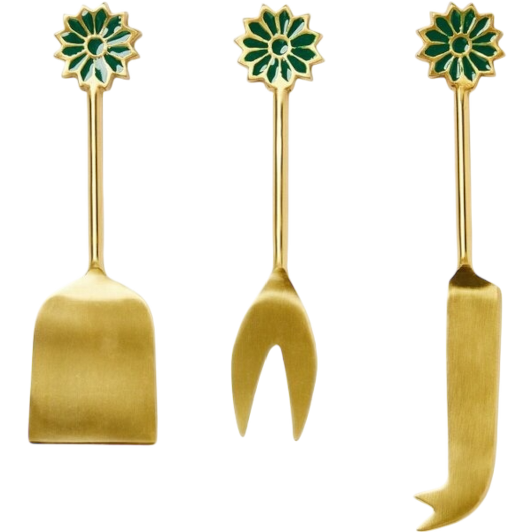 Petal Emerald Cheese Knife Set