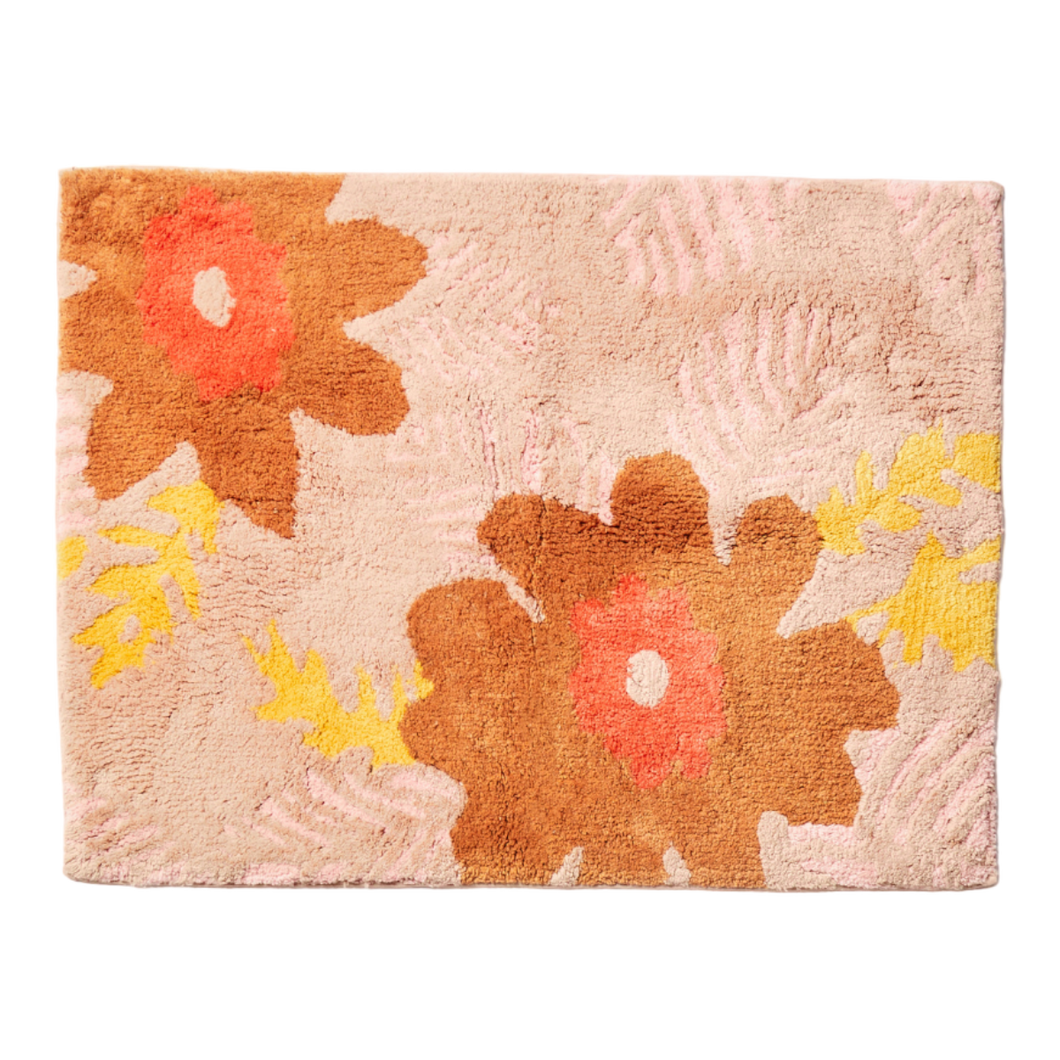 Sunset Floral Pink Bath Mat