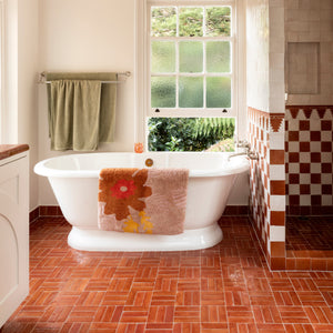 Sunset Floral Pink Bath Mat