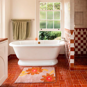 Sunset Floral Pink Bath Mat