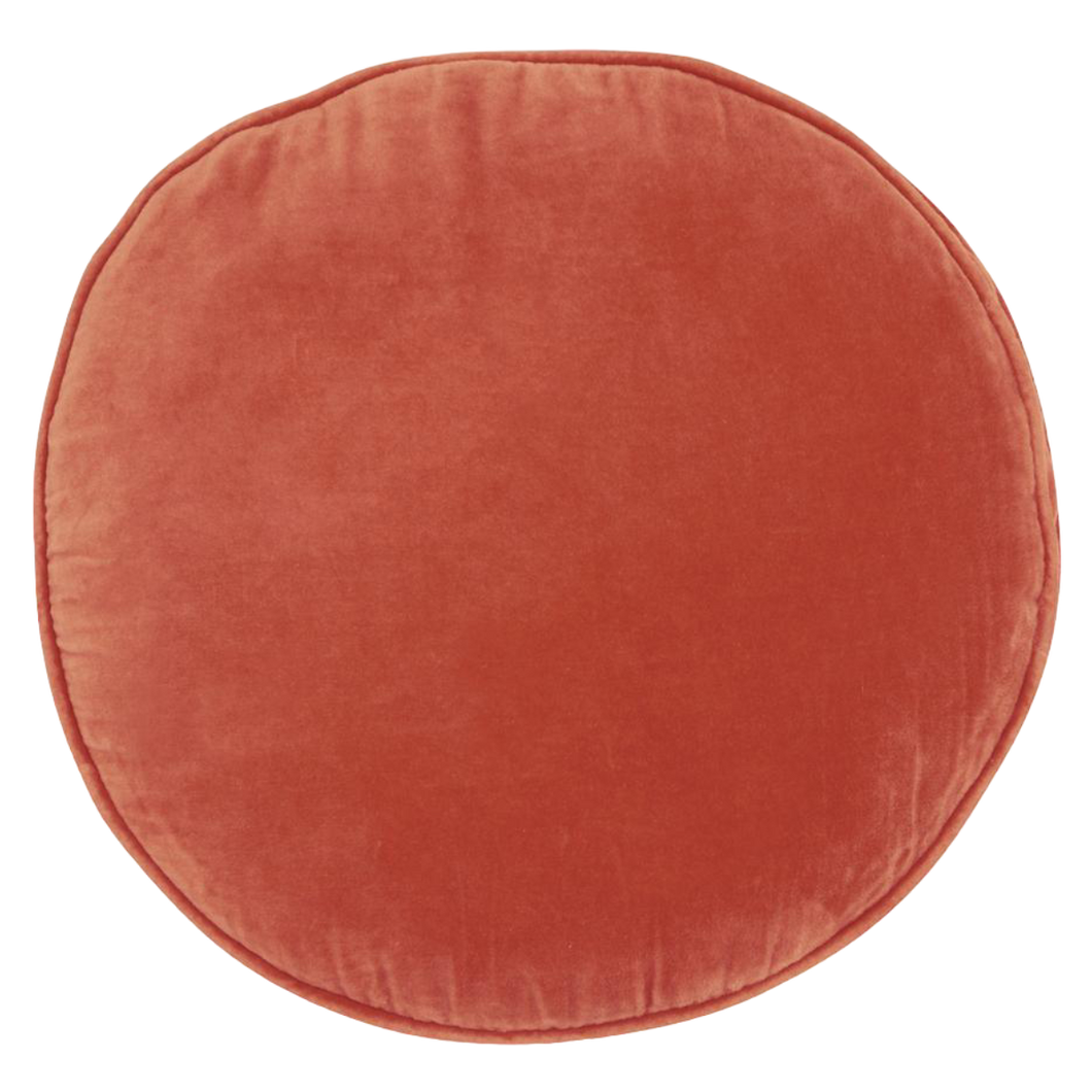 Clay Velvet Penny Round Cushion