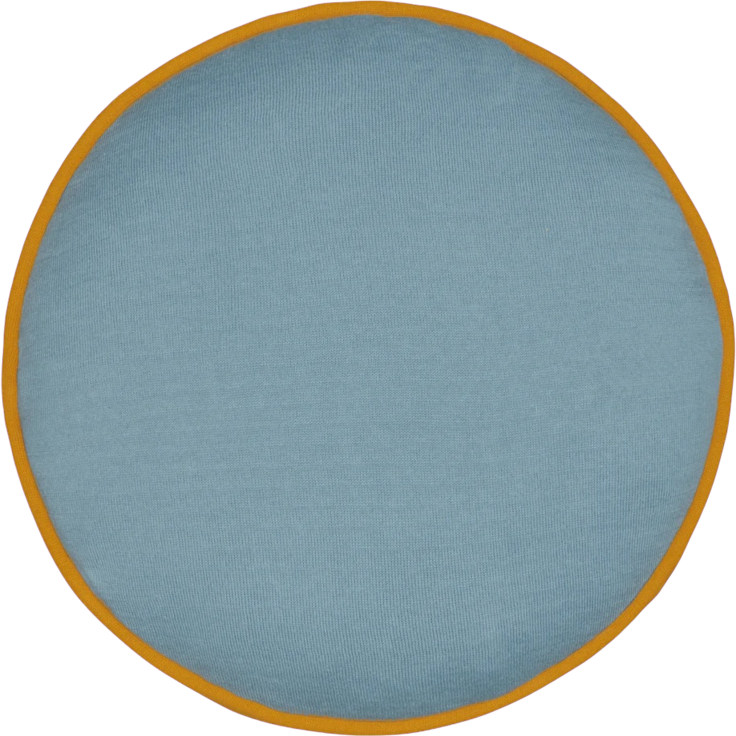 Dusty Blue Knit Penny Round Cushion